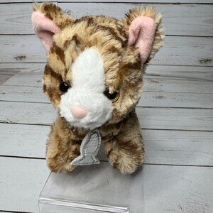 Gund Plush Kitty Cat Striped Tabby Silver Fish Collar Small Stuffed Animal 6 In